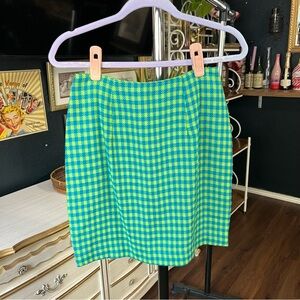 Vintage Green and Blue Houndstooth Skirt